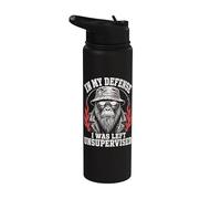 Funny Gorilla In My Defense I Was Left Unsupervised Apparel Stainless Steel Insulated Water Bottle