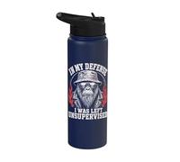 Funny Gorilla In My Defense I Was Left Unsupervised Apparel Stainless Steel Insulated Water Bottle