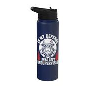 Funny Gorilla In My Defense I Was Left Unsupervised Apparel Stainless Steel Insulated Water Bottle