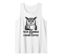 Funny Grammar Police Owl Coffee Humour for Writers & Teachers Débardeur