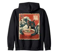 Funny Graphic Vintage Cat Ramen Japanese Ukiyo-e Woodblock Sweat à Capuche