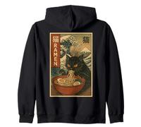 Funny Graphic Vintage Cat Ramen Japanese Ukiyo-e Woodblock Sweat à Capuche