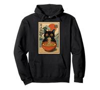 Funny Graphic Vintage Cat Ramen Japanese Ukiyo-e Woodblock Sweat à Capuche