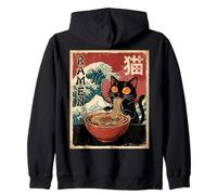 Funny Graphic Vintage Cat Ramen Japanese Ukiyo-e Woodblock Sweat à Capuche
