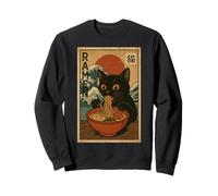 Funny Graphic Vintage Cat Ramen Japanese Ukiyo-e Woodblock Sweatshirt