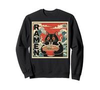 Funny Graphic Vintage Cat Ramen Japanese Ukiyo-e Woodblock Sweatshirt