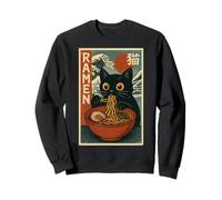 Funny Graphic Vintage Cat Ramen Japanese Ukiyo-e Woodblock Sweatshirt