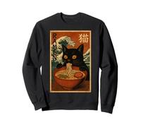 Funny Graphic Vintage Cat Ramen Japanese Ukiyo-e Woodblock Sweatshirt