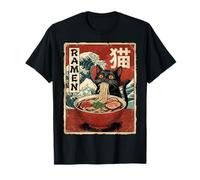 Funny Graphic Vintage Cat Ramen Japanese Ukiyo-e Woodblock T-Shirt
