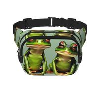 Funny Green Frogs 1 Sac banane unisexe tendance pour l'entraînement, la course, les voyages et la randonnée, Noir , Taille unique