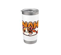 Funny Grouchy Cat Saying Nah Gobelet isotherme en acier inoxydable double paroi