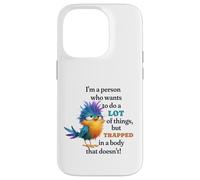 Funny Grumpy Bird Graphic Lazy Quote Procrastinator Coque pour iPhone 14 Pro