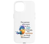 Funny Grumpy Bird Graphic Lazy Quote Procrastinator Coque pour iPhone 15