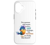 Funny Grumpy Bird Graphic Lazy Quote Procrastinator Coque pour iPhone 16