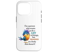 Funny Grumpy Bird Graphic Lazy Quote Procrastinator Coque pour iPhone 16 Pro