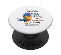 Funny Grumpy Bird Graphic Lazy Quote Procrastinator PopSockets PopGrip Adhésif