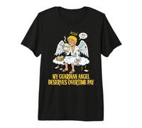 Funny Guardian Fatigué Ange catholique Citations Humour T-Shirt Haut de Gamme