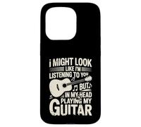 Funny Guitar Player I Might Look Like Im Listening To You Coque pour iPhone 15 Pro