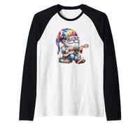 Funny Guitar Teacher Hippie GNOME Flower Power for Hippies Manche Raglan