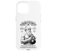 Funny Gym Charles Darwin Enlargissement of Humanity Kettlebell Coque pour iPhone 15