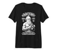 Funny Gym Charles Darwin Enlargissement of Humanity Kettlebell T-Shirt Haut de Gamme