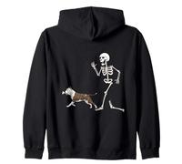 Funny Halloween American Staffordshire Terrier and Skeleton Sweat à Capuche