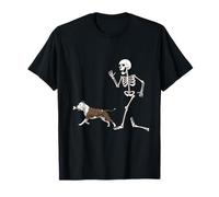 Funny Halloween American Staffordshire Terrier and Skeleton T-Shirt