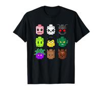 Funny Halloween Building Brick Head Zombie Skeleton Ghost T-Shirt