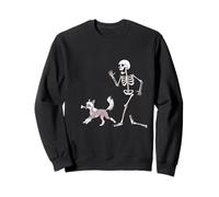 Funny Halloween Chinese Crested and Skeleton Sweatshirt