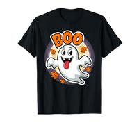 Funny Halloween Costume Ghost Tongue Out Face Kids Boys Boo T-Shirt