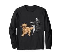 Funny Halloween Golden Retriever Dog and The Reaper Manche Longue