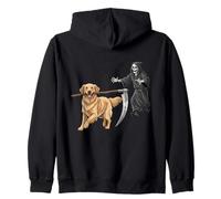 Funny Halloween Golden Retriever Dog and The Reaper Sweat à Capuche