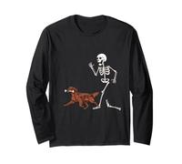 Funny Halloween Irish Setter and Skeleton Manche Longue