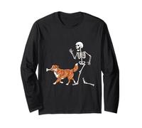 Funny Halloween Nova Scotia Retriever and Skeleton Manche Longue