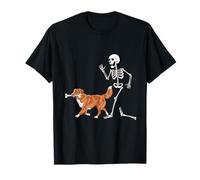 Funny Halloween Nova Scotia Retriever and Skeleton T-Shirt