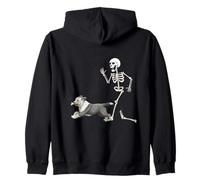 Funny Halloween Old English Sheepdog and Skeleton Sweat à Capuche