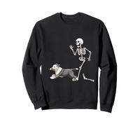 Funny Halloween Old English Sheepdog and Skeleton Sweatshirt