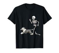 Funny Halloween Old English Sheepdog and Skeleton T-Shirt