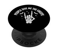 Funny Halloween People Give Me The Creeps Skeleton Skull PopSockets PopGrip Adhésif