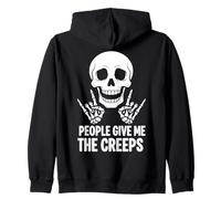 Funny Halloween People Give Me The Creeps Skeleton Skull Sweat à Capuche