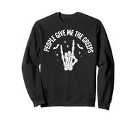 Funny Halloween People Give Me The Creeps Skeleton Skull Sweatshirt