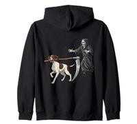 Funny Halloween Pointer Dog and The Reaper Sweat à Capuche