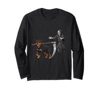 Funny Halloween Rottweiler Dog and The Reaper Manche Longue