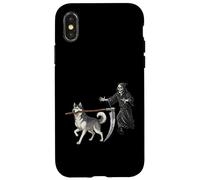 Funny Halloween Siberian Husky Dog and The Reaper Coque pour iPhone X/XS