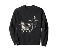 Funny Halloween Siberian Husky Dog and The Reaper Sweatshirt
