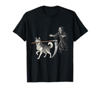 Funny Halloween Siberian Husky Dog and The Reaper T-Shirt