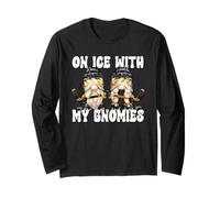 Funny Hanging with My Gnomies on Ice Hockey GNOME Graphic Manche Longue