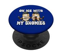 Funny Hanging with My Gnomies on Ice Hockey GNOME Graphic PopSockets PopGrip Adhésif