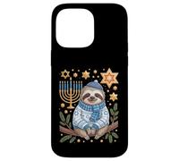 Funny Hanukkah Jewish Sloth Menorah Star Dreidel Coque pour iPhone 14 Pro Max