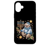Funny Hanukkah Jewish Sloth Menorah Star Dreidel Coque pour iPhone 16 Plus